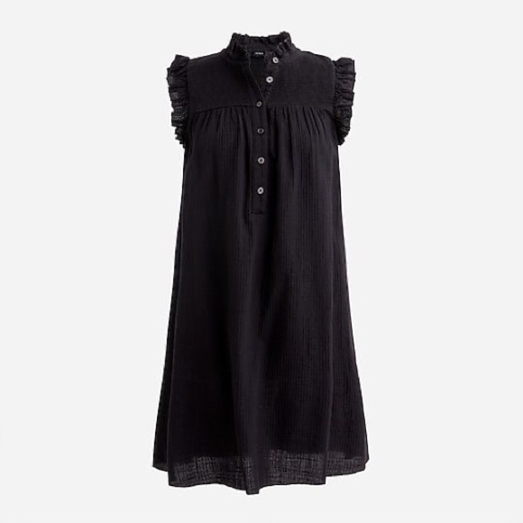 J. Crew Dresses & Skirts - J.Crew Black Garden Dress in Soft Gauze, Size XS, Smocked, Ruffles
